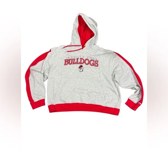 Vintage University of Georgia bulldog Champion White and Red sweatshirt hoodie - Picture 4 of 8